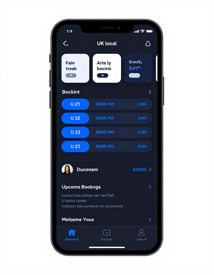 App booking interface on a smartphone