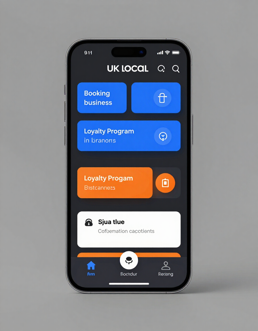 UK business app home screen on a smartphone