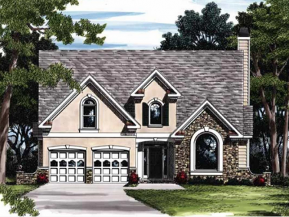 An artist 's impression of a house with arched windows