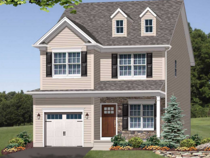 An artist 's impression of a house with a garage