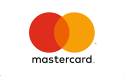 Mastercard logo: two overlapping red and orange circles above the word “mastercard.”