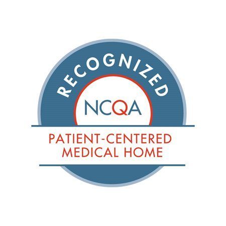 NCQA Patient-Centered Medical Home logo: blue and red circle with 