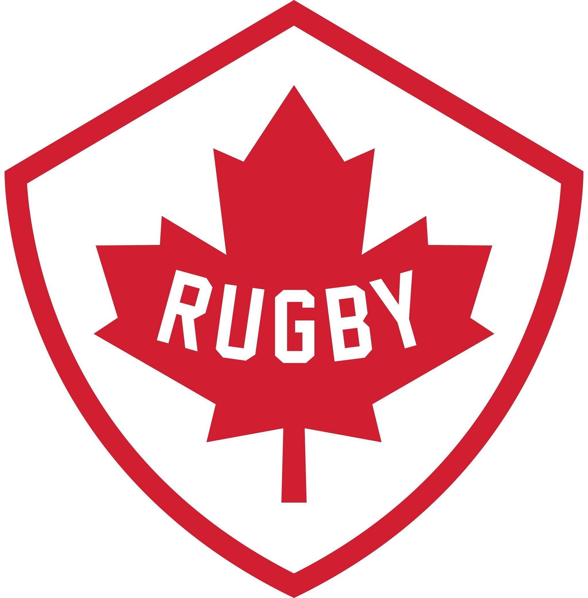 Rugby Canada logo - a red Canadian maple leaf inside a red-bordered shield, with the word
