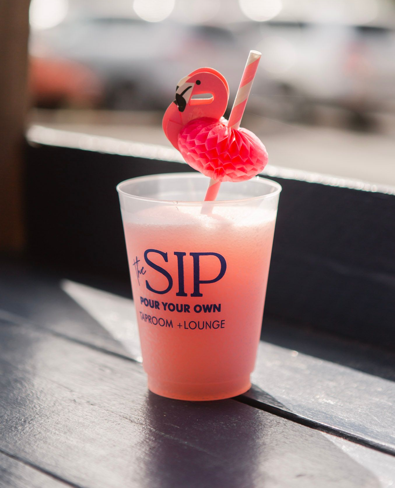 Pink flamingo drink in a