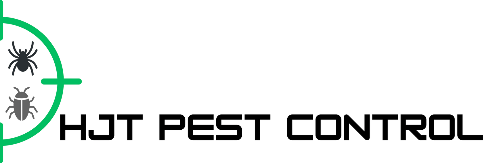 HJT Pest Control Logo with pests in target crosshairs