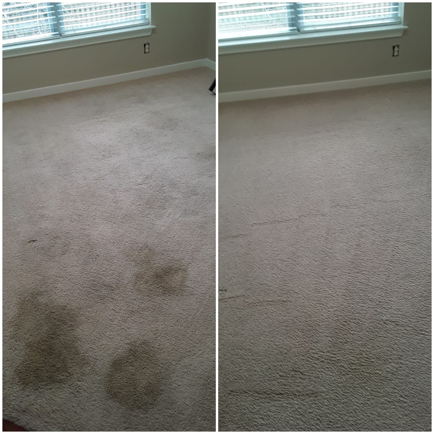 a before and after photo of a carpet in a room