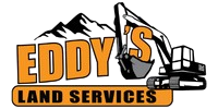 Eddy&rsquo;s Land Services logo with orange text and an excavator illustration