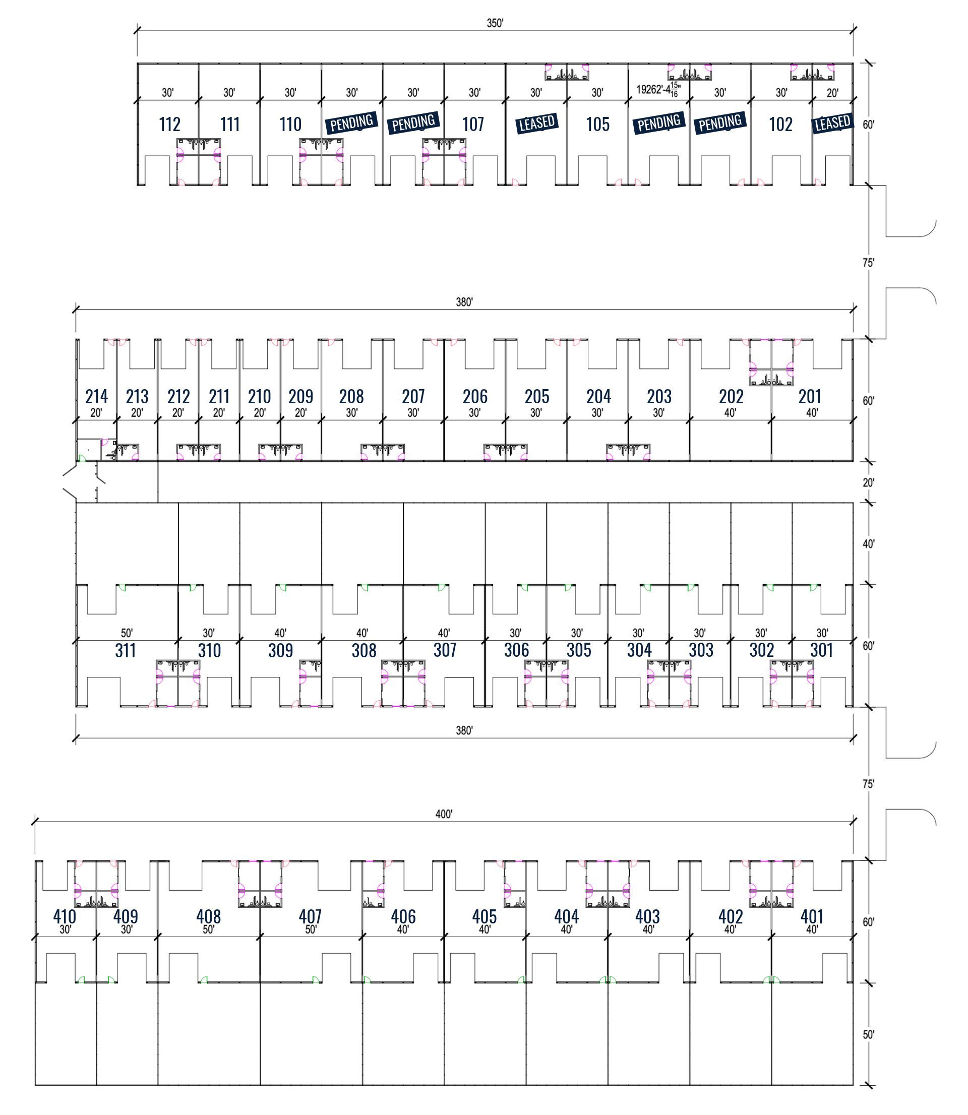 contractor shops and business suites for lease - floor plan