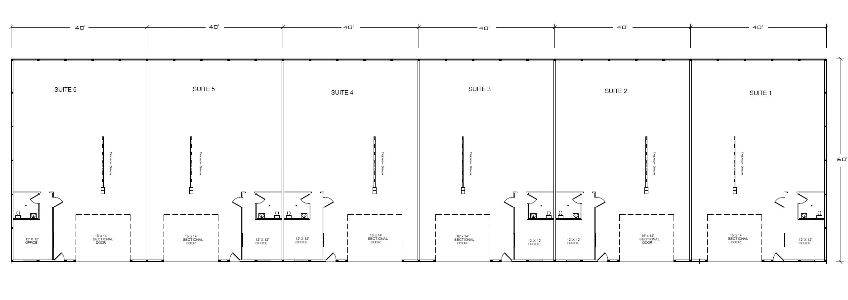 contractor shops and business suites for lease - floor plans