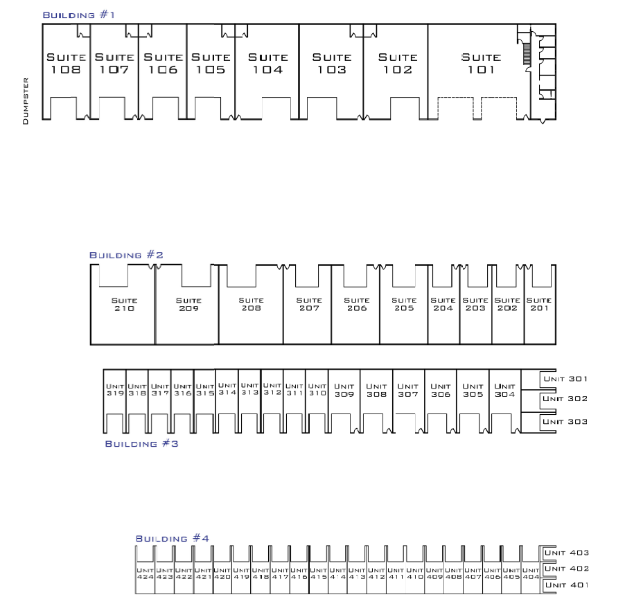 contractor shops and business suites for lease - floor plans