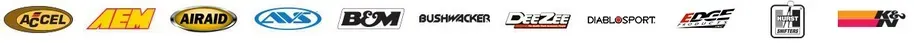 Row of assorted car brand logos on a white background