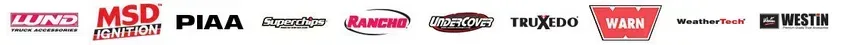 Row of motorsport sponsor logos in red, black, and white on a white background