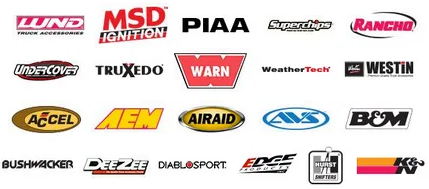 Row of motorsport sponsor logos in red, black, and white on a white background