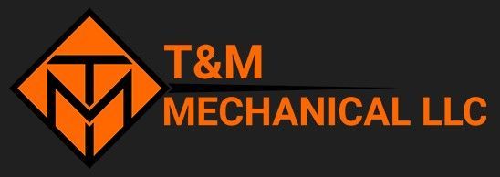 T&M Mechanical LLC logo in orange and black with a stylized diamond icon and text.