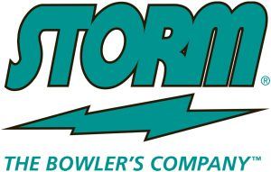The storm bowler 's company logo has a lightning bolt on it.