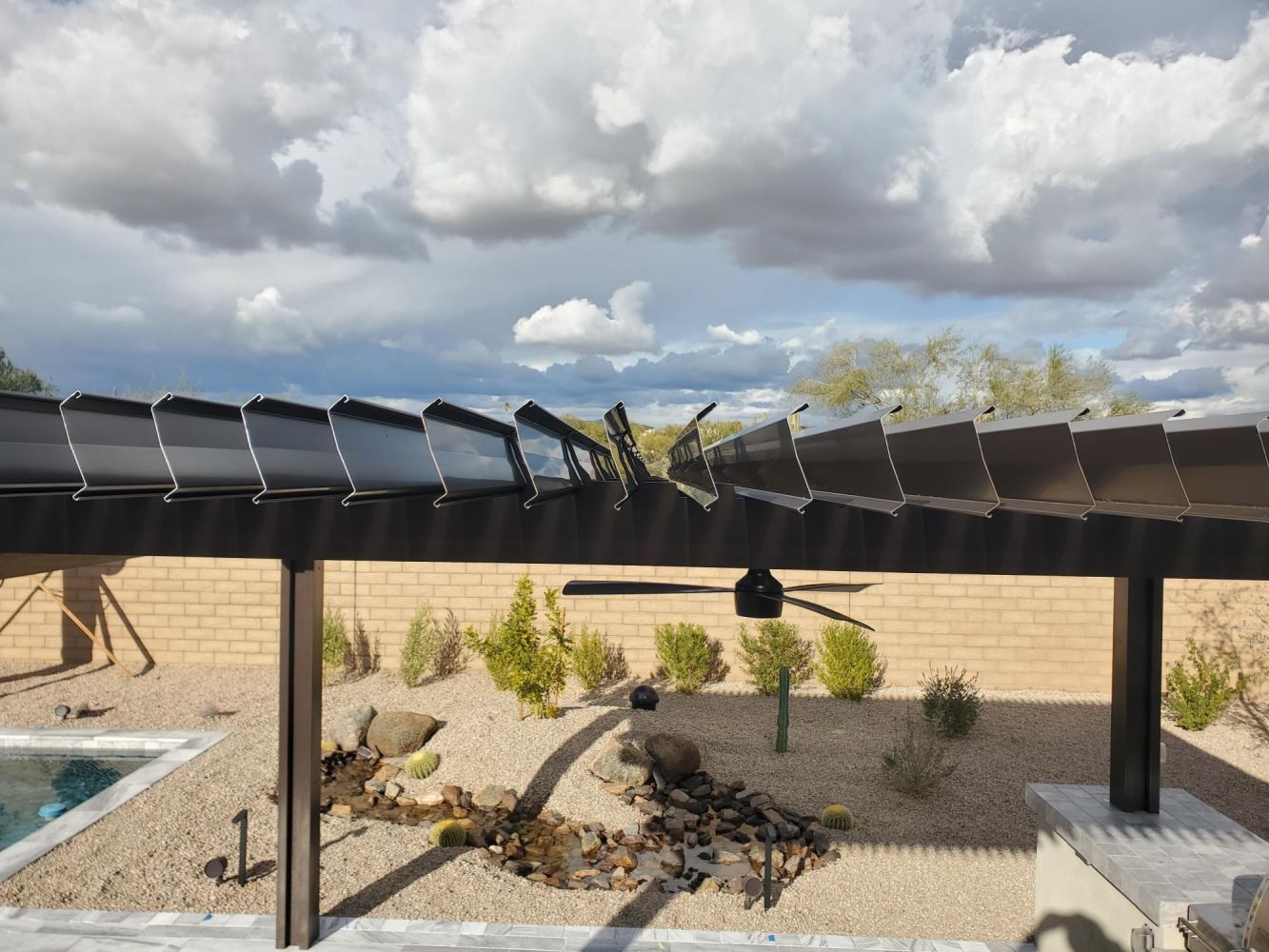 Innovative louvered patio cover installed by Southwest Patio in Litchfield Park.