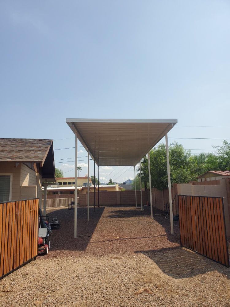 Sleek and functional 'W' Style Pan Patio Cover by Southwest Patio, enhancing outdoor carport and RV covers in Phoenix, AZ.