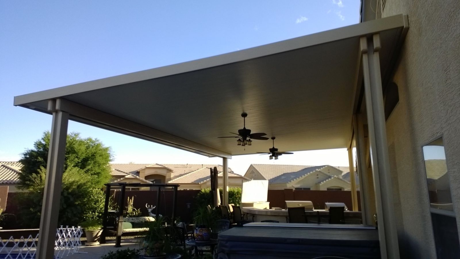 Eco-friendly Solid Style Insulated Patio Cover, reducing cooling costs in Phoenix, AZ.