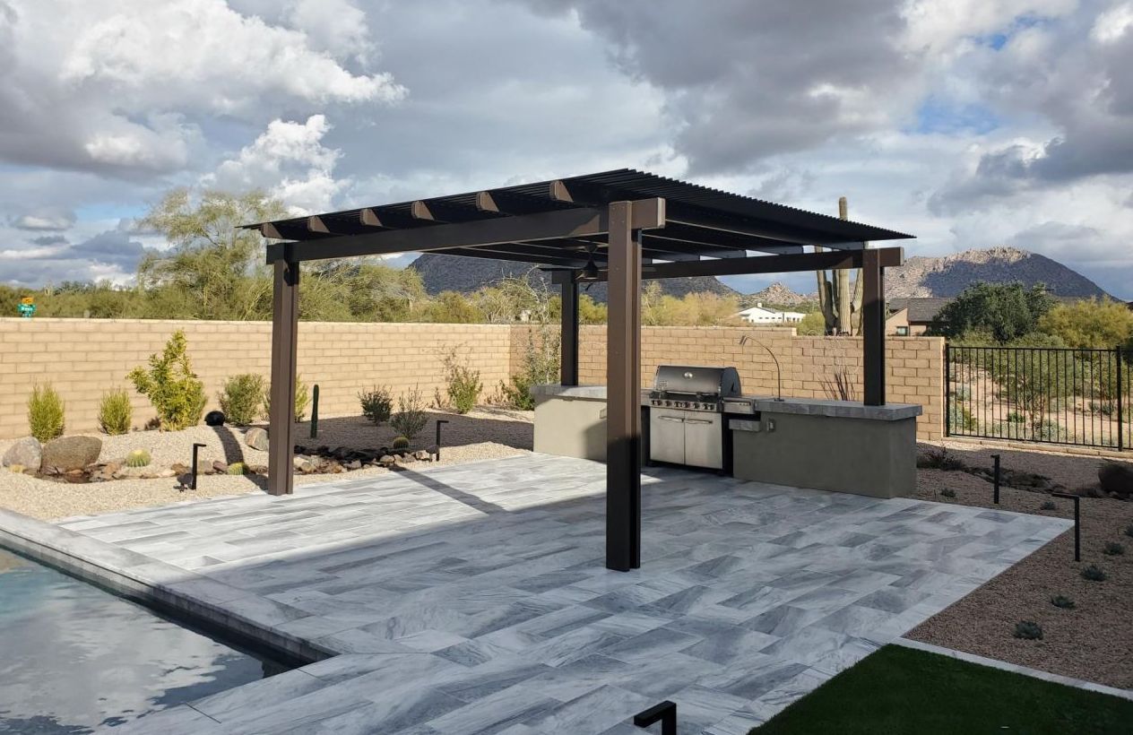 Aerial view of Southwest Patio's showroom in Phoenix, welcoming visitors to explore outdoor living solutions.