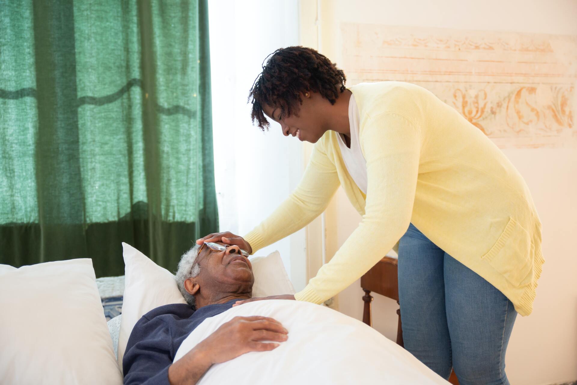 Nurse Assisting Her Old Woman Patient — Cypress, TX — C&J Caring Hearts Assisted Living LLC