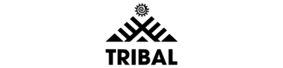 TRIBAL logo in black with a geometric icon above the wordmark on a white background