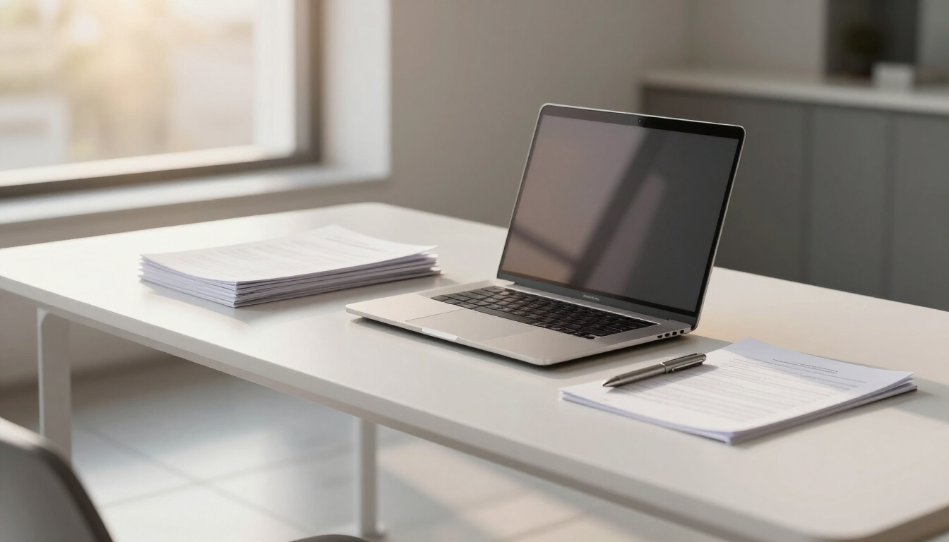 Professional property manager reviewing documents