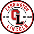 Cardington Soccer logo with a black-and-white soccer ball, red accents, and a shield emblem