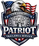Patriot Trailers & Service logo with eagle, stars, stripes, and &ldquo;1776&rdquo; emblem
