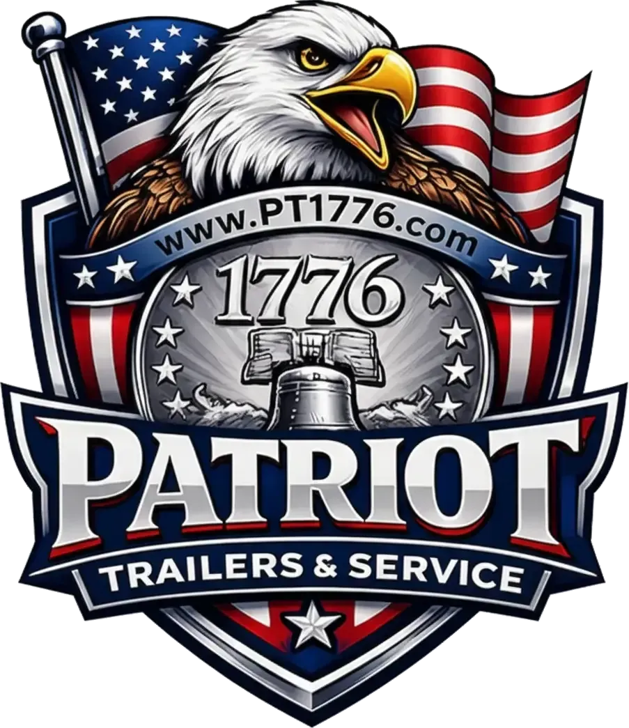 Patriot Trailers & Service logo with eagle, stars, stripes, and &ldquo;1776&rdquo; emblem