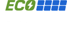 ECO logo with green letters and blue solar panel icon