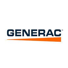 Generac logo in dark blue with an orange underline on a white background