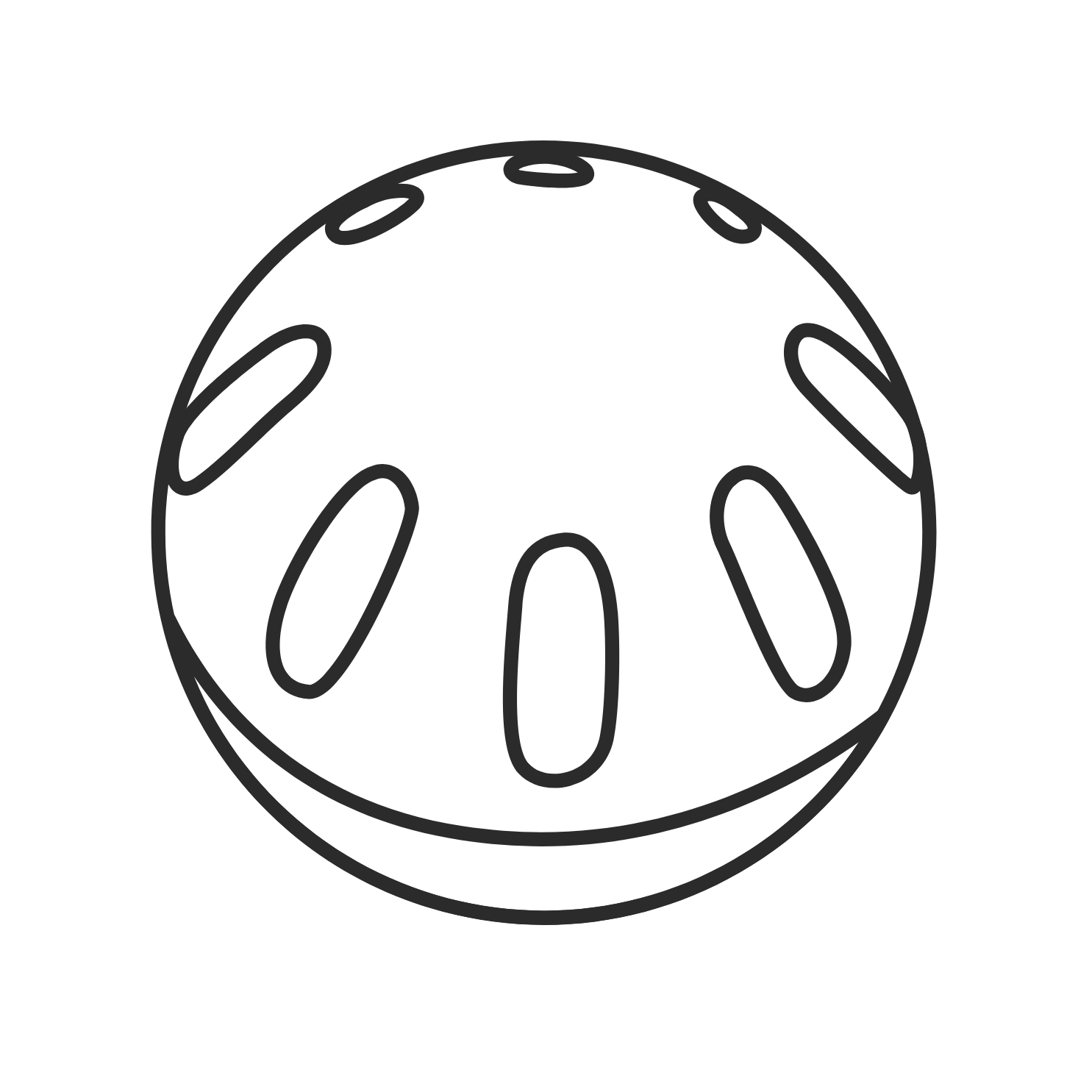 A black and white drawing of wiffle ball.