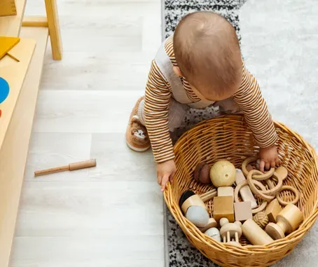 montessori infant engage with sensorial activity