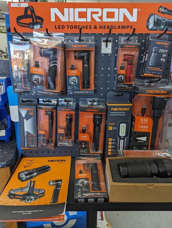A Display Of Nicron Led Torches And Headlamps — Wide Bay Hydraulics in Cooroy, QLD