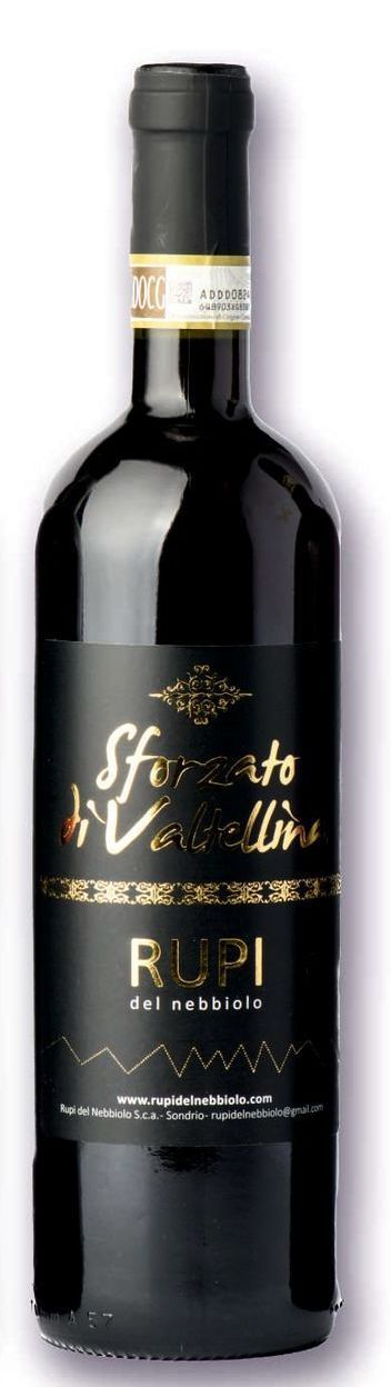 Una bottiglia di vino rupi con etichetta nera