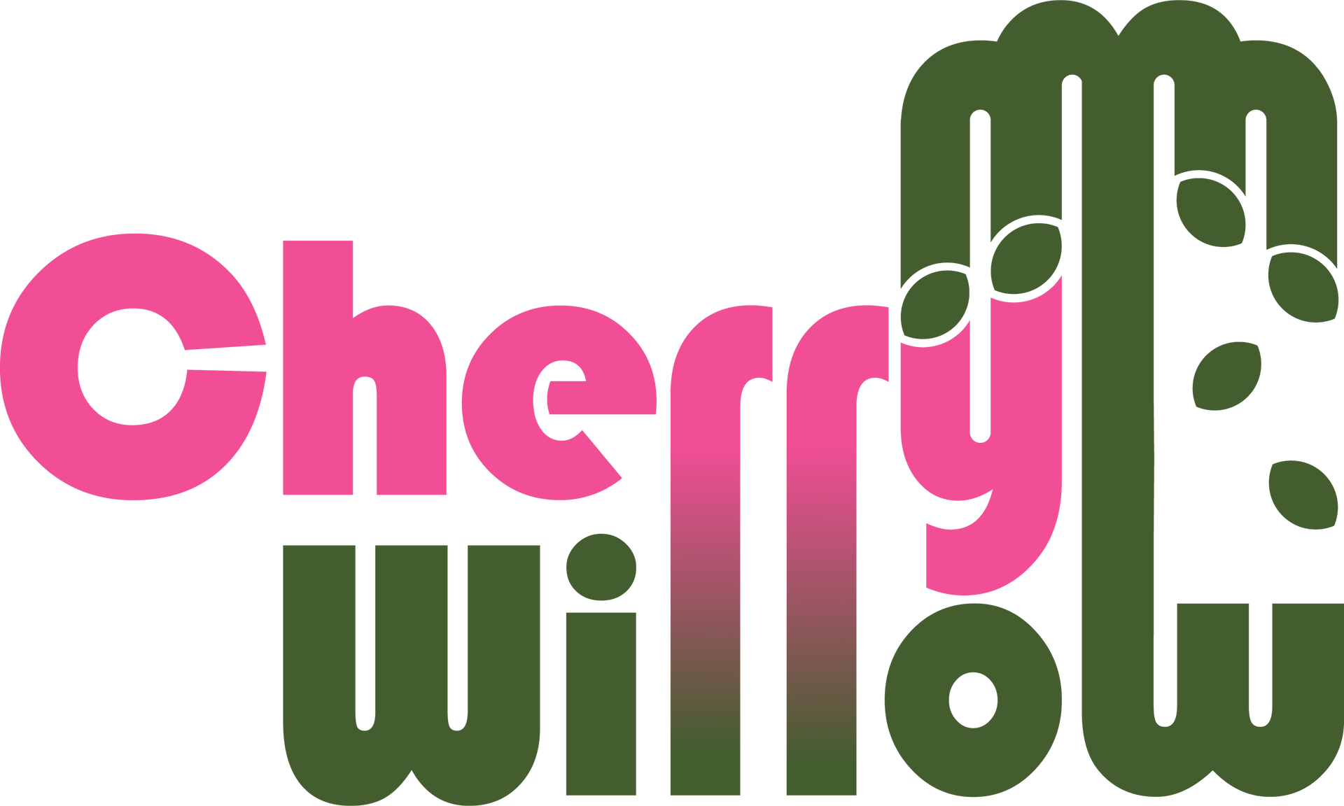 Cherry Willow logo in pink and green: 