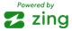A green logo that says powered by zing on a white background.