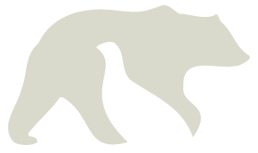 Light gray bear silhouette walking on a white background