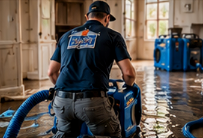 Water damage with extraction equipment