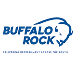 Buffalo Rock logo in blue with a buffalo head and the tagline “Delivering Refreshment Across the South”