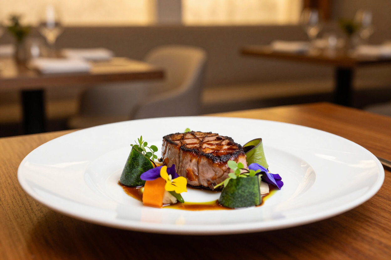 Elegant fine dining plate at a Buckhead restaurant