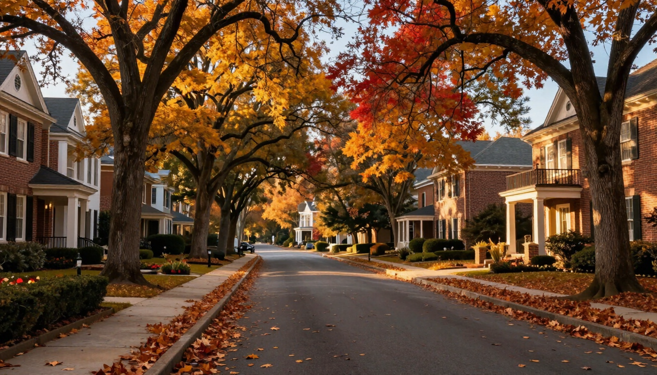 Buckhead residential street in autumn