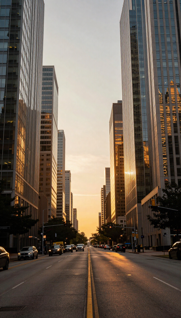Buckhead skyline at golden hour along Peachtree Road