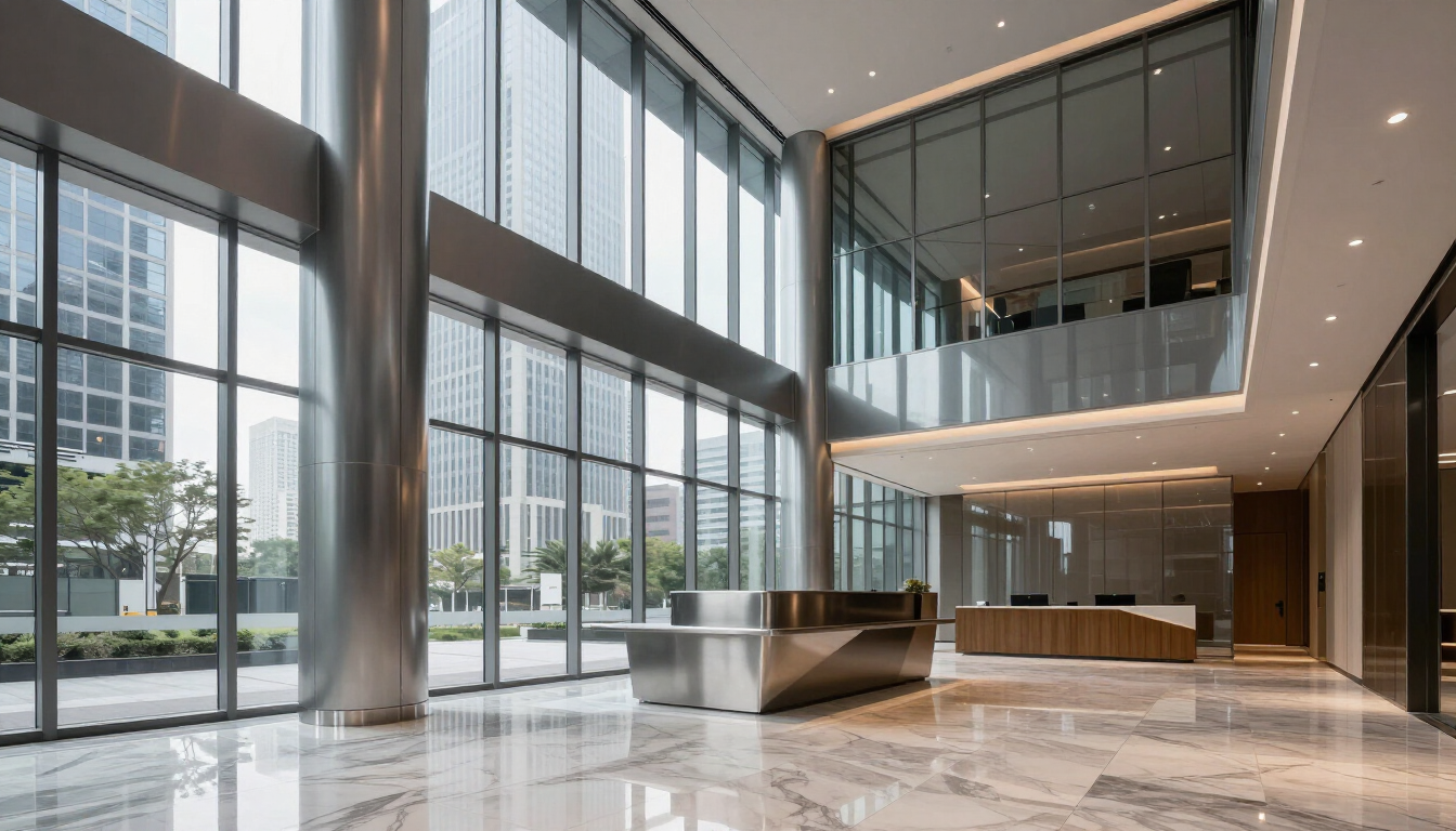 Modern office tower lobby in Buckhead