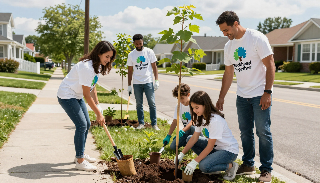 Volunteers planting trees in Buckhead