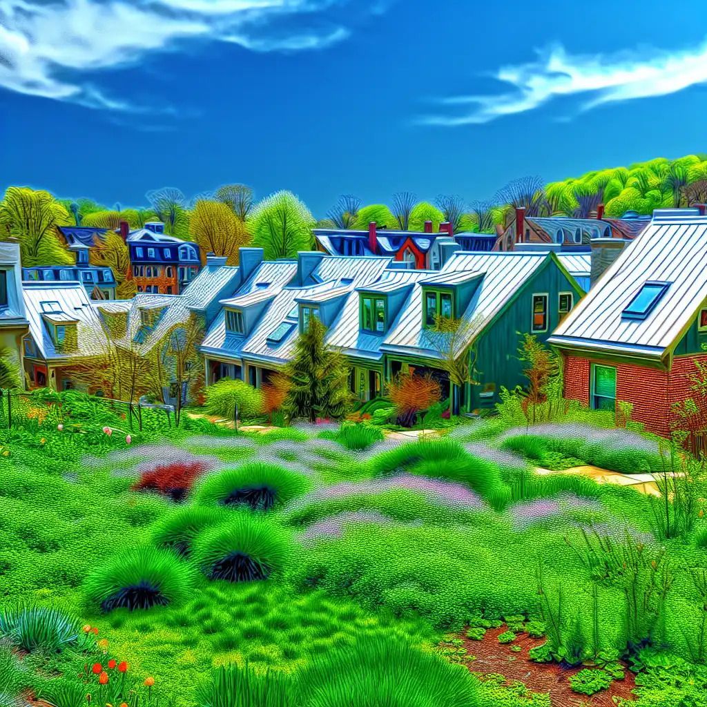 A row of houses sitting on top of a lush green hillside.