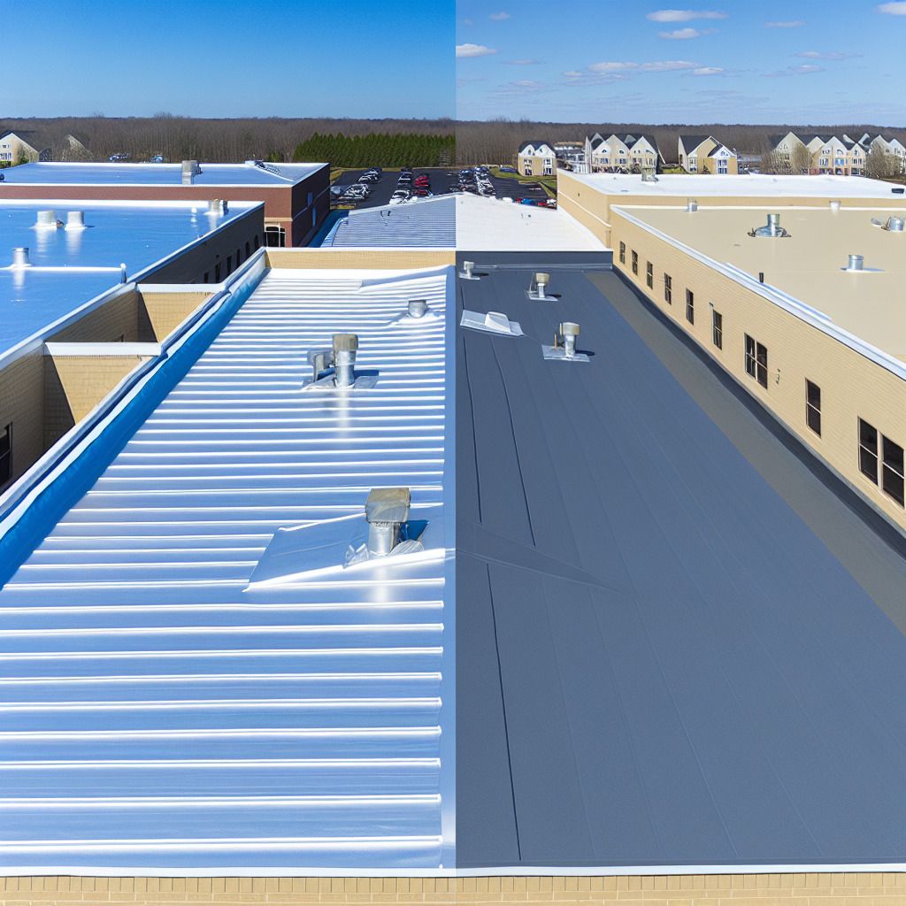 A before and after photo of a roof of a building