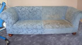 Upholstery cleaning, sofa before and after