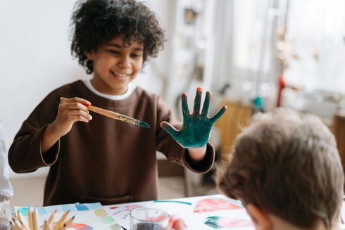 child getting creative
