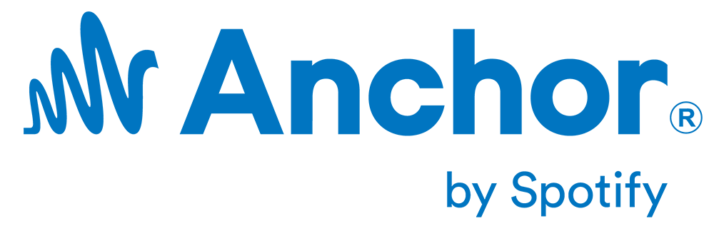 A blue and white logo for mr anchor by spotify.